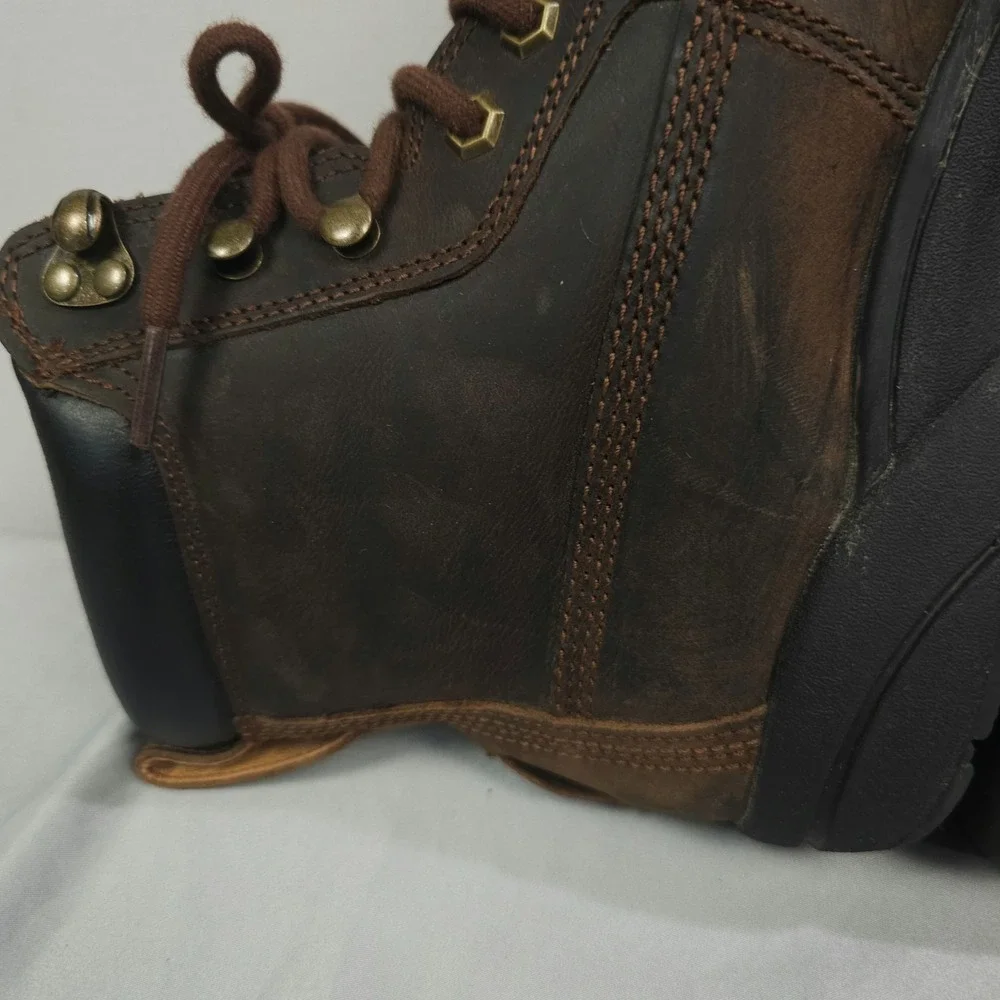 Dr Comfort Boss Boots Men 10.5W Wide Brown Leather Lace-Up Combat Ankle Lace Up